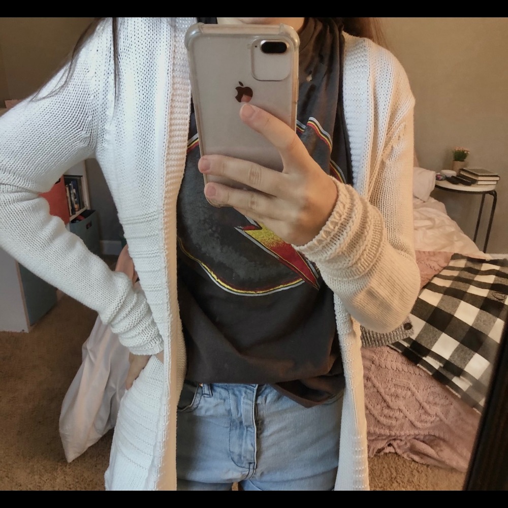 Long white cardigan